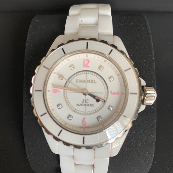 Chanel J12 diamonds white ceramic watch (pink) - Picture 2 of 2